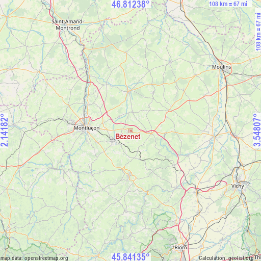 Bézenet on map