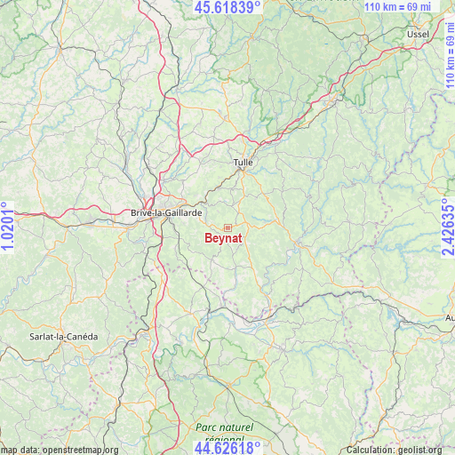 Beynat on map