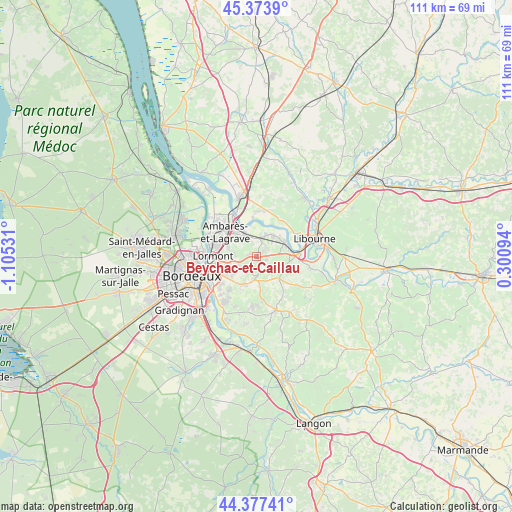 Beychac-et-Caillau on map