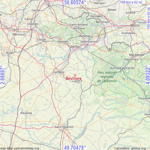 Bévillers on map