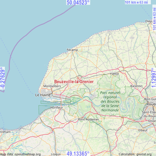 Beuzeville-la-Grenier on map