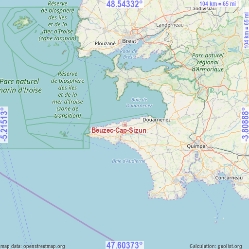 Beuzec-Cap-Sizun on map