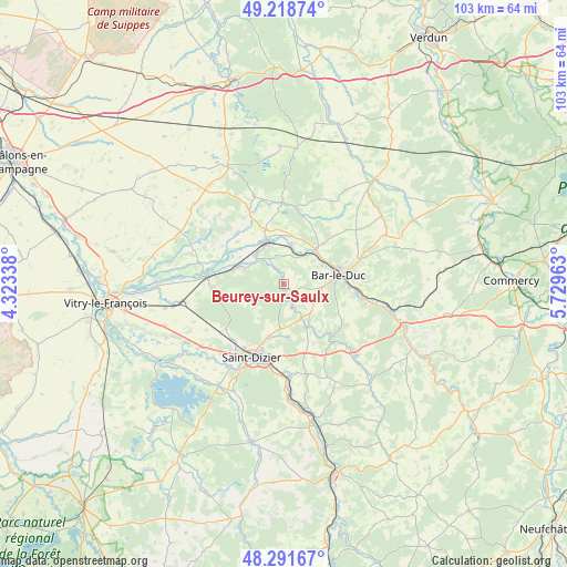 Beurey-sur-Saulx on map