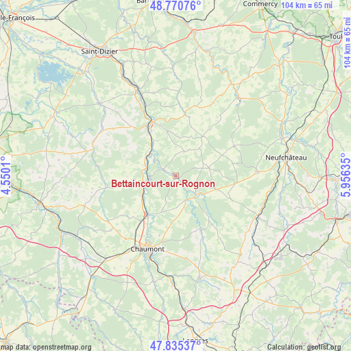 Bettaincourt-sur-Rognon on map