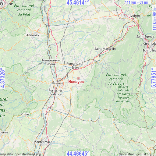 Bésayes on map