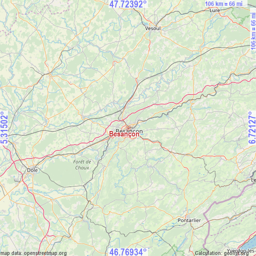 Besançon on map