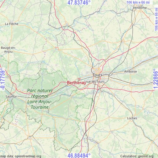 Berthenay on map