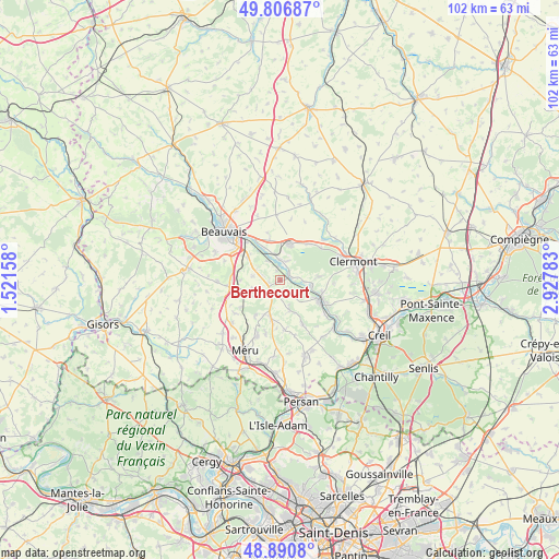 Berthecourt on map