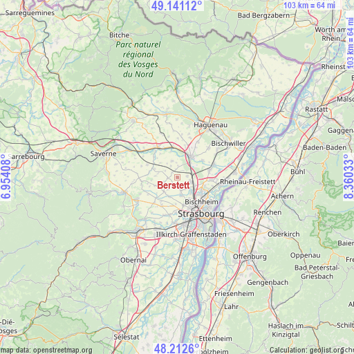 Berstett on map