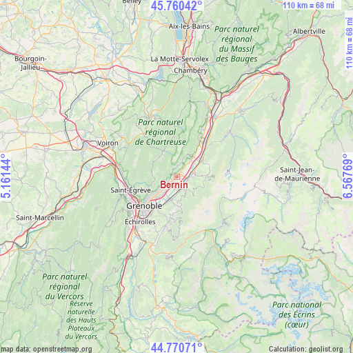 Bernin on map