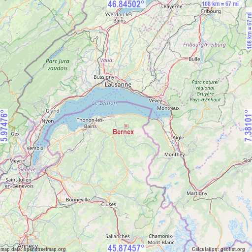Bernex on map