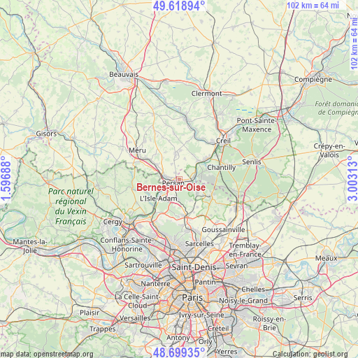 Bernes-sur-Oise on map
