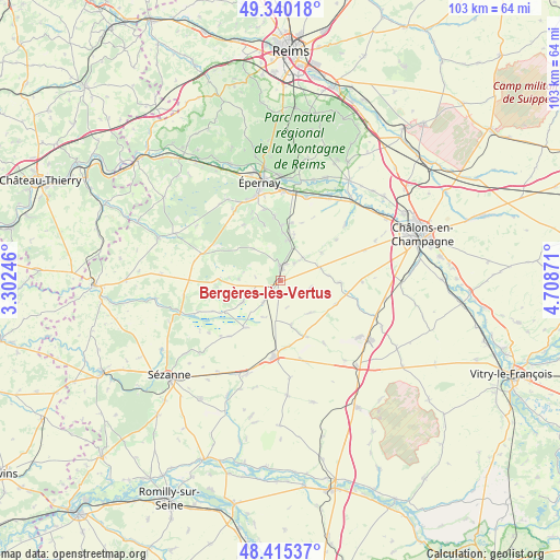 Bergères-lès-Vertus on map