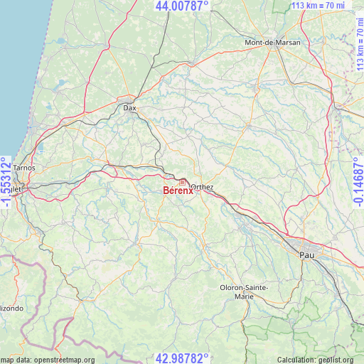 Bérenx on map