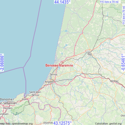 Bénesse-Maremne on map