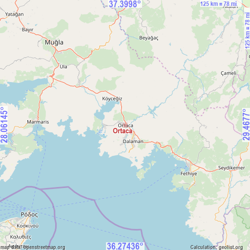 Ortaca on map