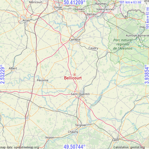 Bellicourt on map