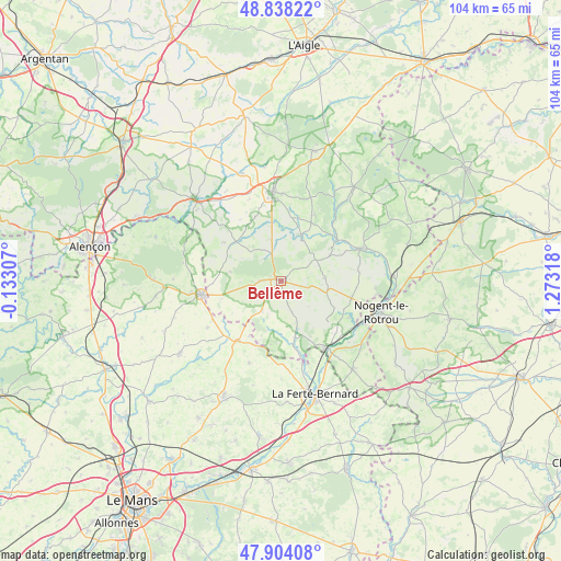 Bellême on map