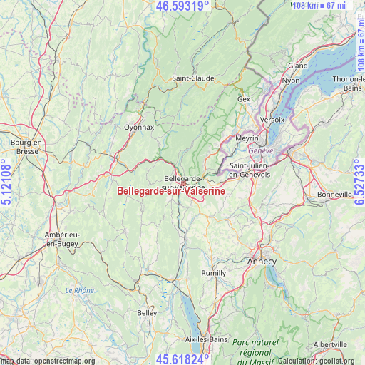 Bellegarde-sur-Valserine on map