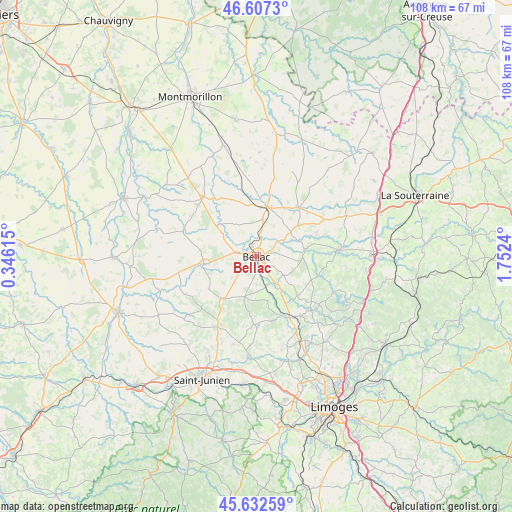 Bellac on map