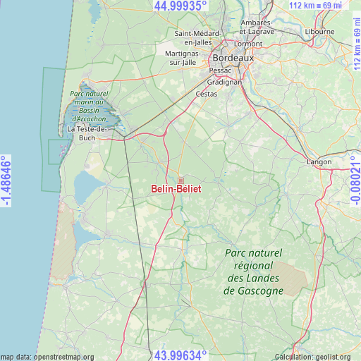 Belin-Béliet on map