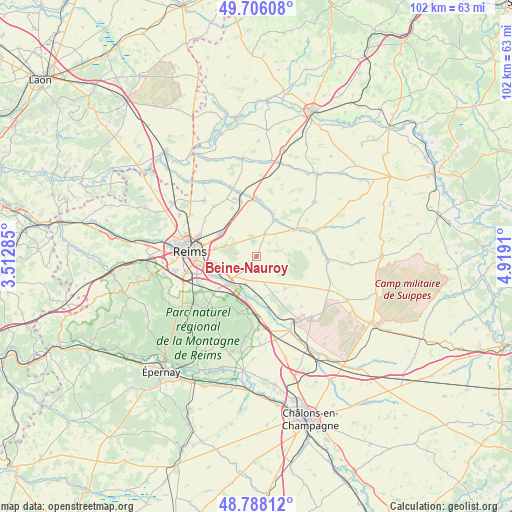 Beine-Nauroy on map