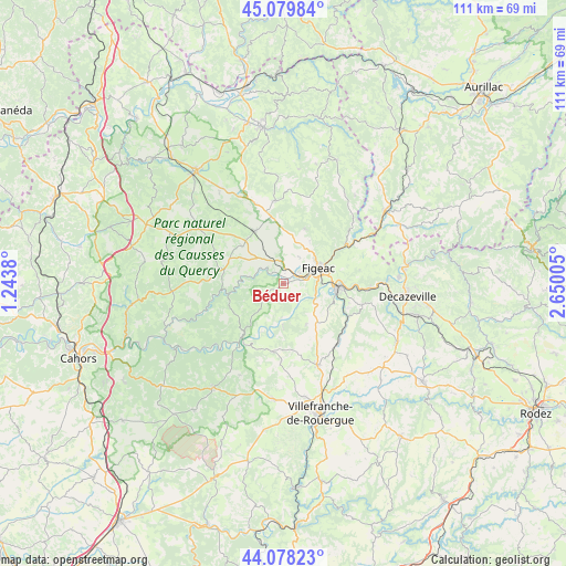 Béduer on map