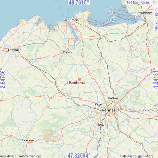 Bécherel on map