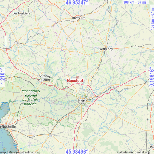 Béceleuf on map