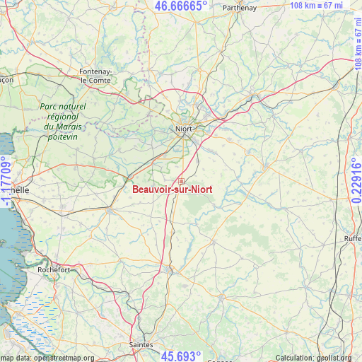 Beauvoir-sur-Niort on map