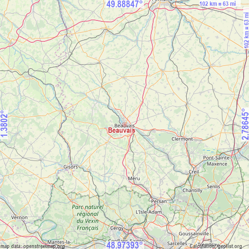 Beauvais on map