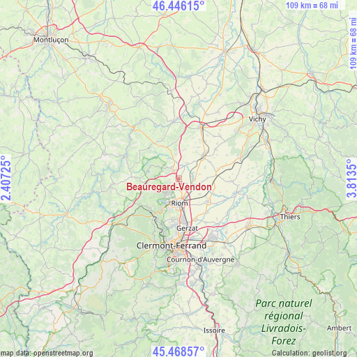 Beauregard-Vendon on map