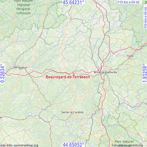 Beauregard-de-Terrasson on map