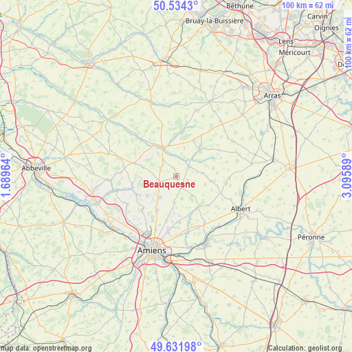 Beauquesne on map