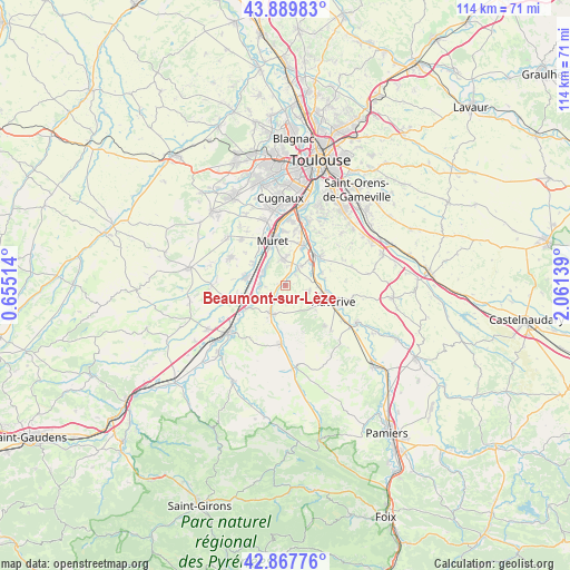 Beaumont-sur-Lèze on map