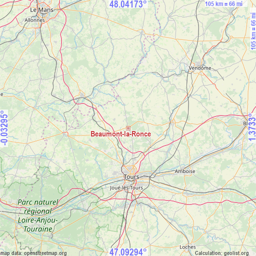 Beaumont-la-Ronce on map