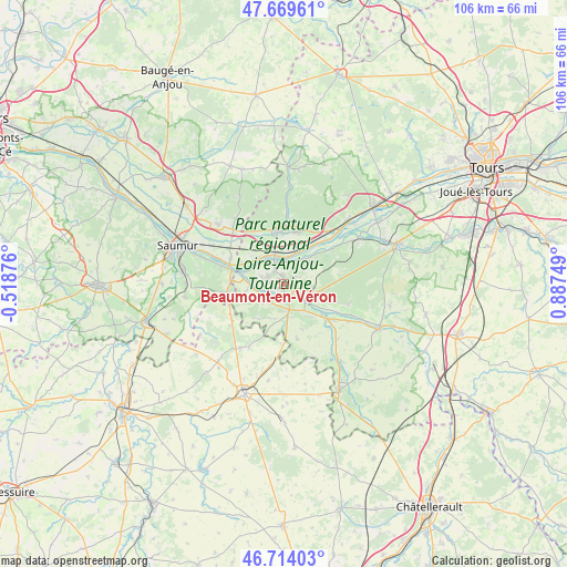 Beaumont-en-Véron on map