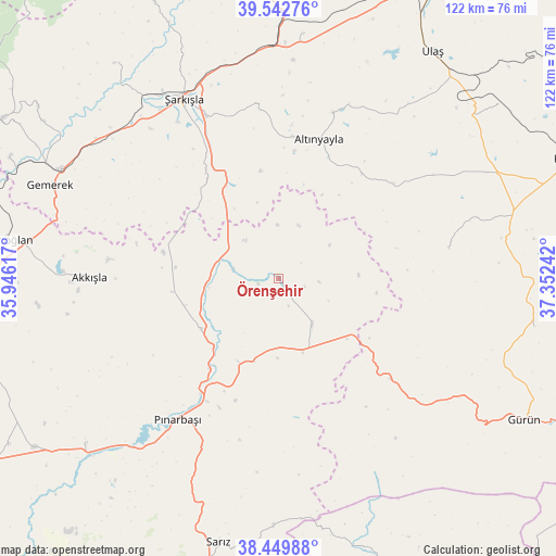 Örenşehir on map
