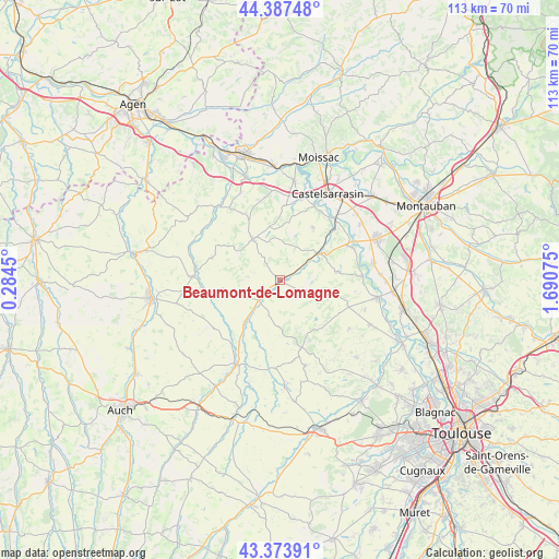 Beaumont-de-Lomagne on map