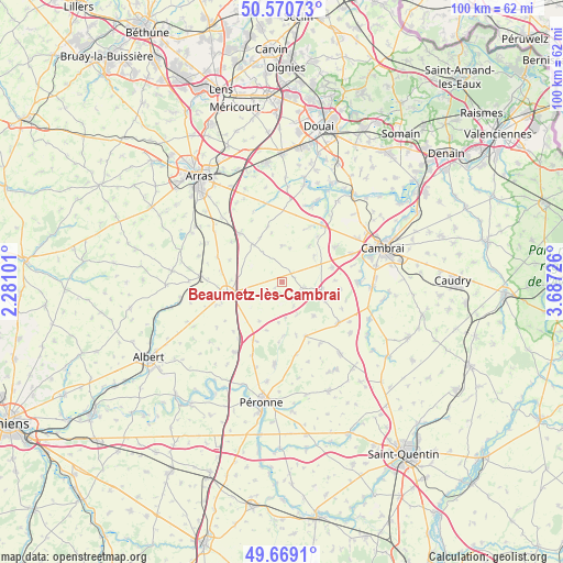 Beaumetz-lès-Cambrai on map