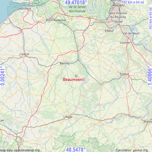 Beaumesnil on map