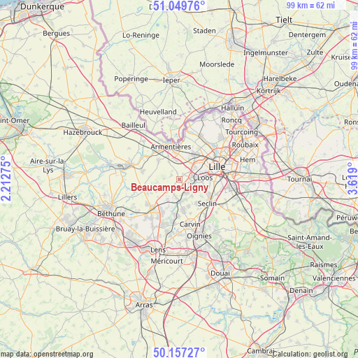 Beaucamps-Ligny on map