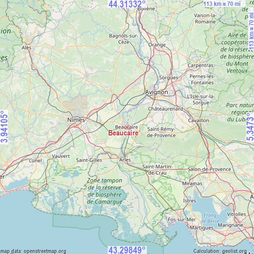 Beaucaire on map