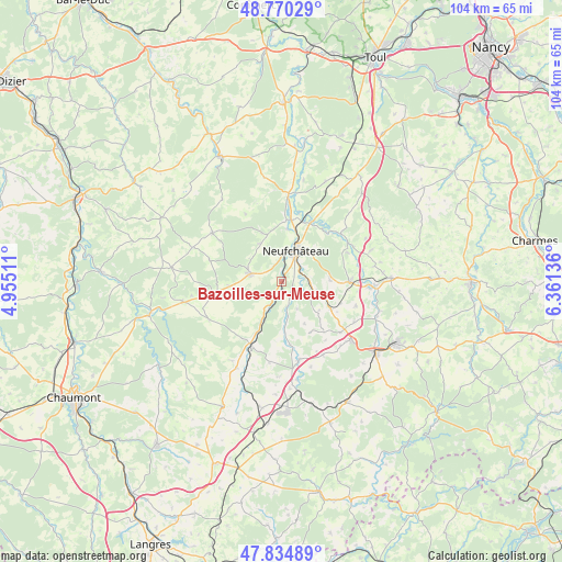 Bazoilles-sur-Meuse on map