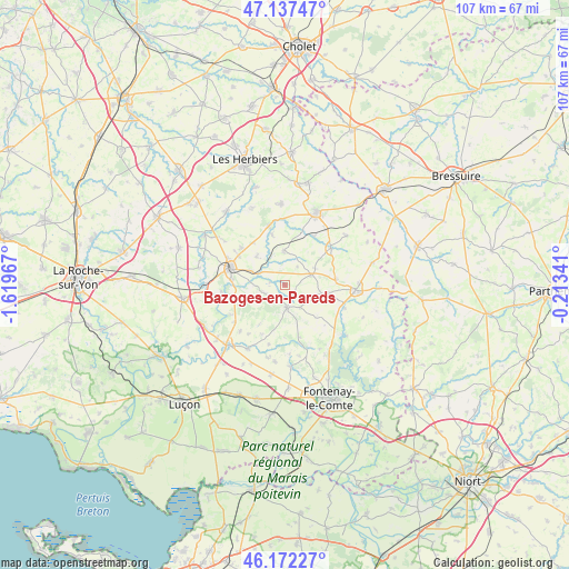 Bazoges-en-Pareds on map