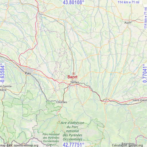 Bazet on map