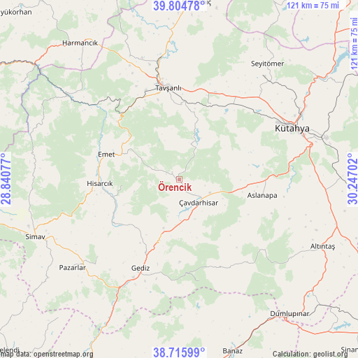 Örencik on map