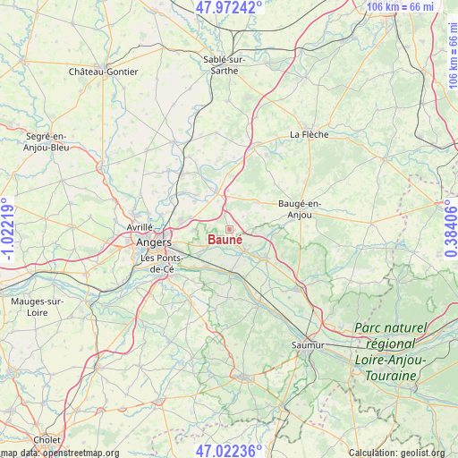 Bauné on map