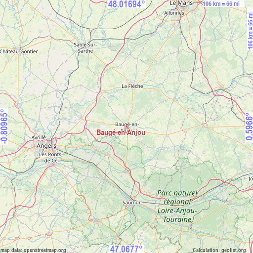 Baugé-en-Anjou on map