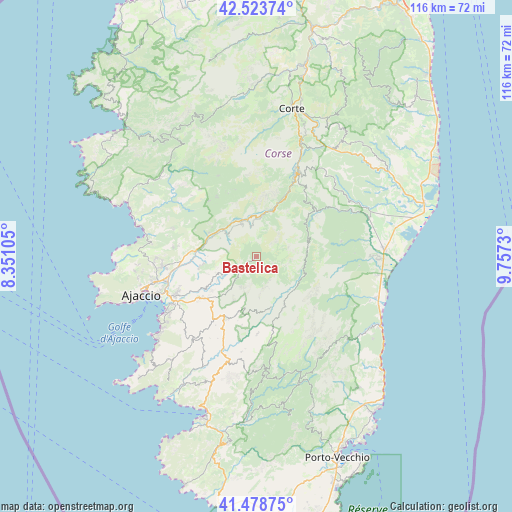 Bastelica on map